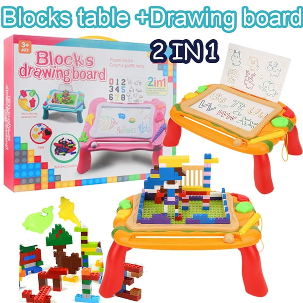 2 en 1 Dibujo de bloques de construcción d Table Puzzle Graffiti Niños 